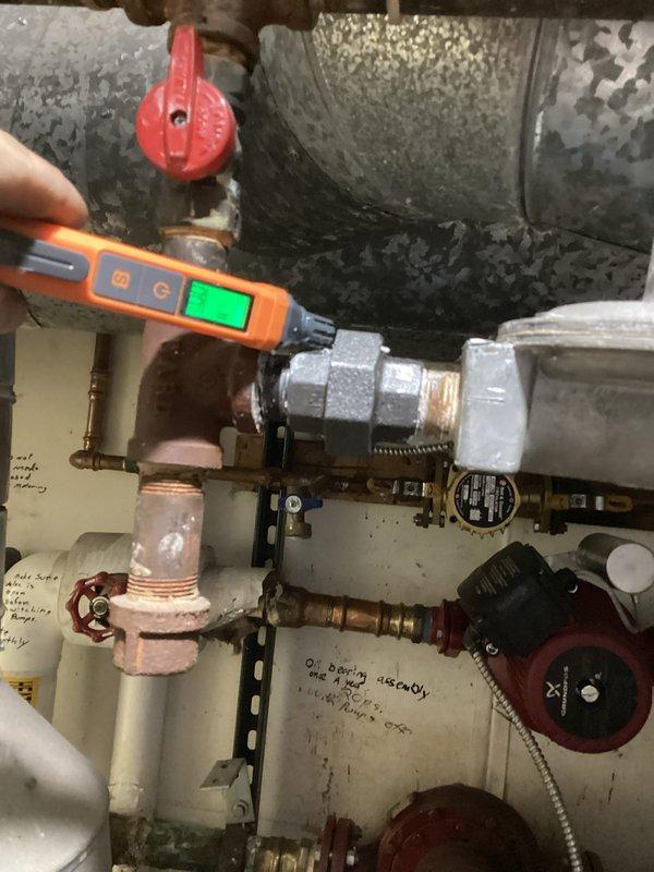 Replaced failed Tekmar 261 2-stage boiler control module for both boilers, reconnected wiring, and configured set points. Repaired gas leaks by replacing two unions at the gas supply connections. System operation verified with electrical testing and pressure checks; all components now functioning normally.