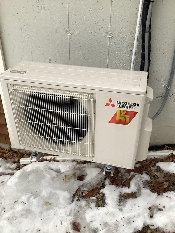 Completed warranty service on Mitsubishi mini split system (Model MUFZ-KJ12NAHZ) requiring replacement of failed temperature sensors. Successfully installed new CN641 (Defrost thermistor and temperature discharge thermistor) and CN643 (Ambient temperature thermistor) components on the outdoor condenser unit, restoring proper system operation under full warranty coverage.