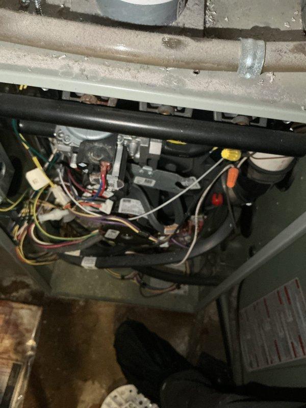 Responded to service call for 6-year-old furnace experiencing intermittent heating issues. Diagnosed failing flame sensor as the root cause of the heating failure. Replaced flame sensor, tested system operation, and confirmed furnace is now fully operational with proper heating function.