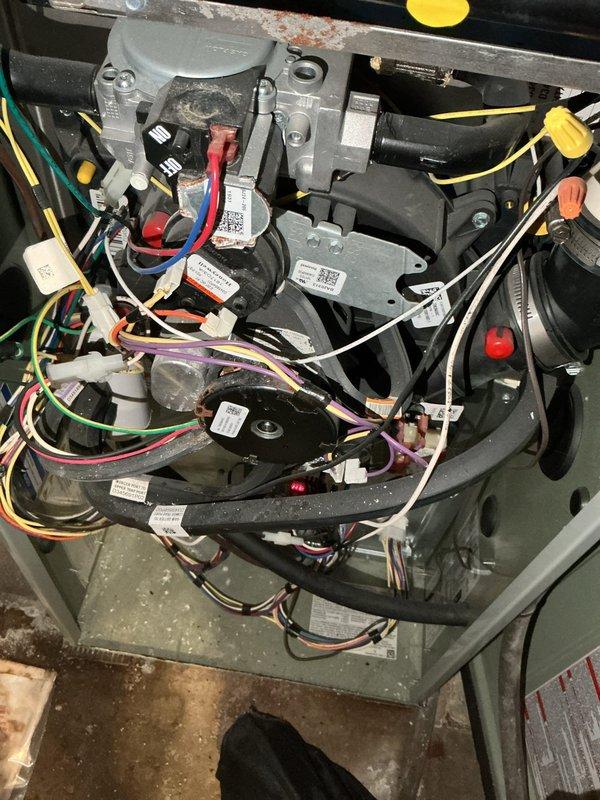 Responded to service call for 6-year-old furnace experiencing intermittent heating issues. Diagnosed failing flame sensor as the root cause of the heating failure. Replaced flame sensor, tested system operation, and confirmed furnace is now fully operational with proper heating function.