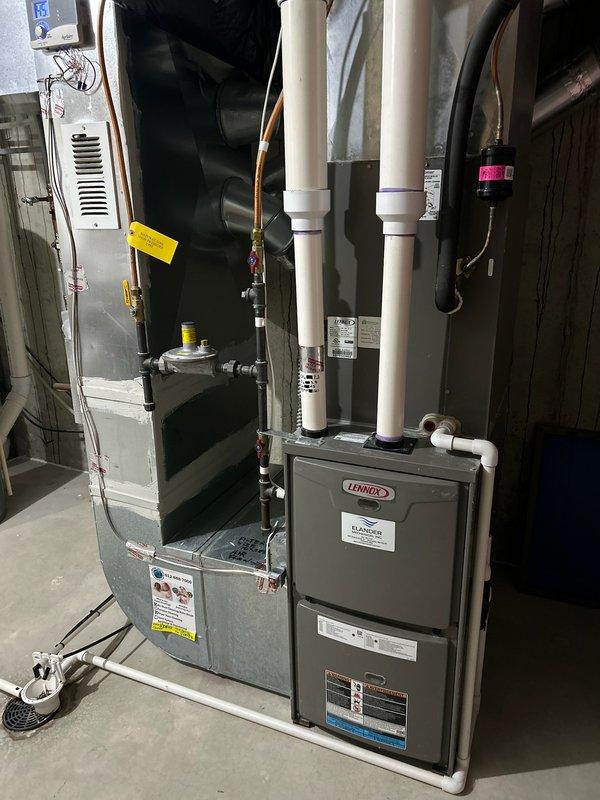 Diagnosed 10-year-old furnace with no heat issue; found failed inducer draft motor and leaking blower motor with oil loss. Identified rusted eyelets on primary heat exchanger and potential secondary heat exchanger blockage. Scheduled replacement estimate due to multiple critical component failures.