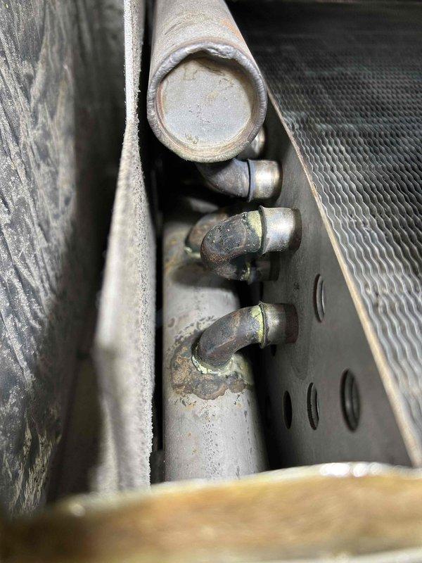 Responded to no heat call for 33-year-old Lennox Pulse furnace. Upon inspection, identified barnacles on heat exchanger and attempted pressure test but was unable to remove gas to complete testing. Restored heat operation and advised customer about safety concerns, parts availability issues, and recommended system replacement. Customer already has replacement scheduled with another company.