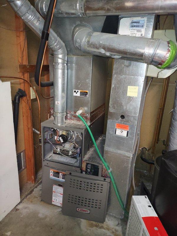 Responded to service call for Lennox furnace that was failing to maintain ignition. Discovered severely clogged air filter restricting proper airflow, causing system to cycle on and off prematurely. Replaced filter to restore proper air circulation and system functionality. Verified complete heating cycle operation after repair to ensure furnace now maintains ignition properly.