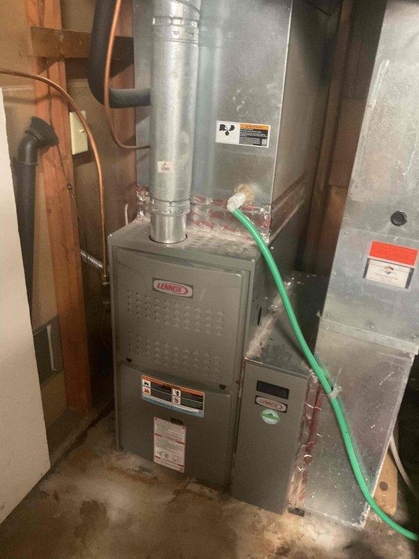 Responded to service call for Lennox furnace that was failing to maintain ignition. Discovered severely clogged air filter restricting proper airflow, causing system to cycle on and off prematurely. Replaced filter to restore proper air circulation and system functionality. Verified complete heating cycle operation after repair to ensure furnace now maintains ignition properly.