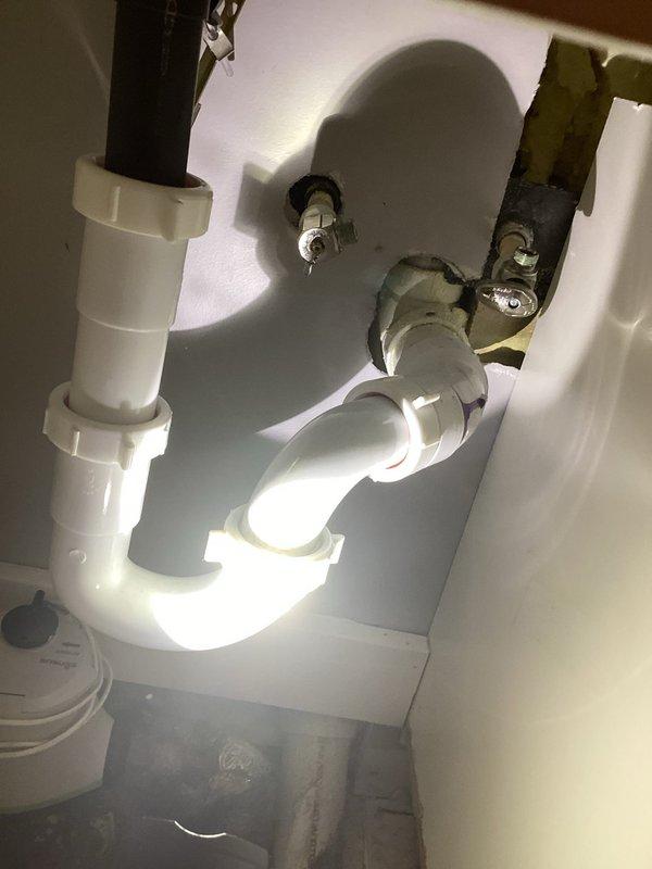 Responded to emergency call for main water supply line break. Shut off water to home to mitigate ongoing leak. Identified faulty faucet supply line valves under basement sink and installed two new replacement valves to resolve the issue.