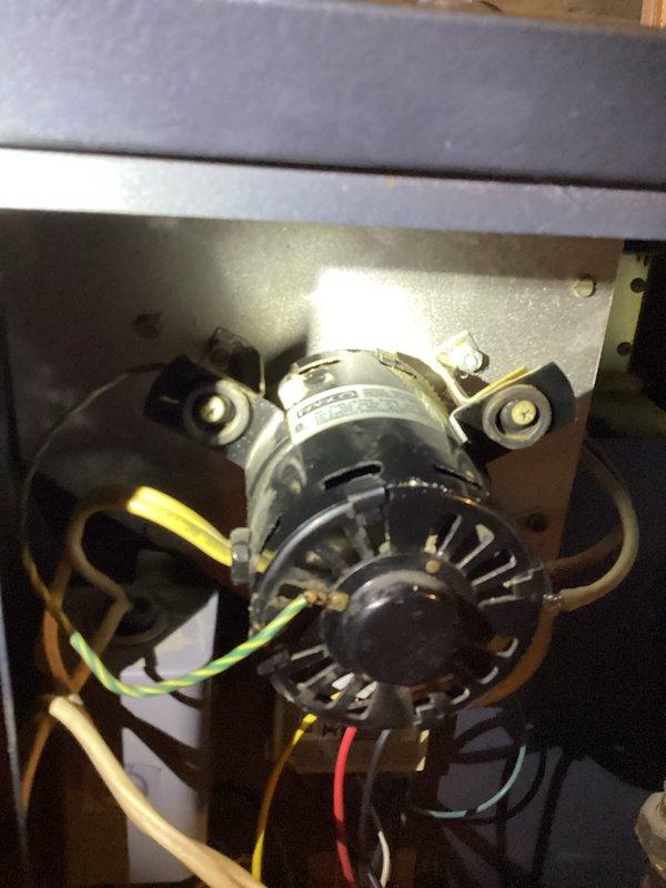 Responded to no heat call for boiler system. Diagnosed seized combustion blower motor. Applied lubricant to temporarily restore function. Customer declined replacement part quote and opted to source replacement independently. Advised customer that we do not install customer-supplied parts.