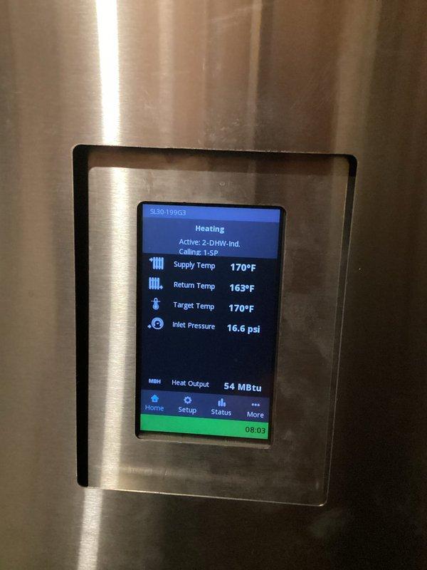 Diagnosed and resolved main level heating issue by replacing seized zone valve actuator. Verified proper boiler operation with supply temperature at 170°F, return at 163°F, and system pressure at 16.6 psi. Cycled system and confirmed all zones now functioning correctly.