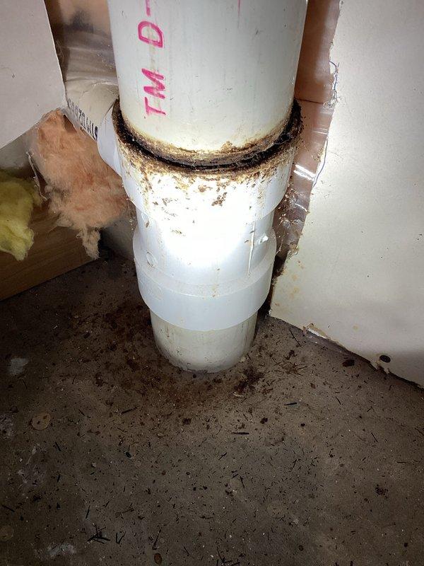 Inspected 40-gallon water heater with active leak requiring replacement. Identified additional plumbing issues including rattling pipes during water shutoff and deterioration of main sewer pipe connection showing significant rust buildup and leakage at union joint. Provided comprehensive assessment and replacement options for water heater system.
