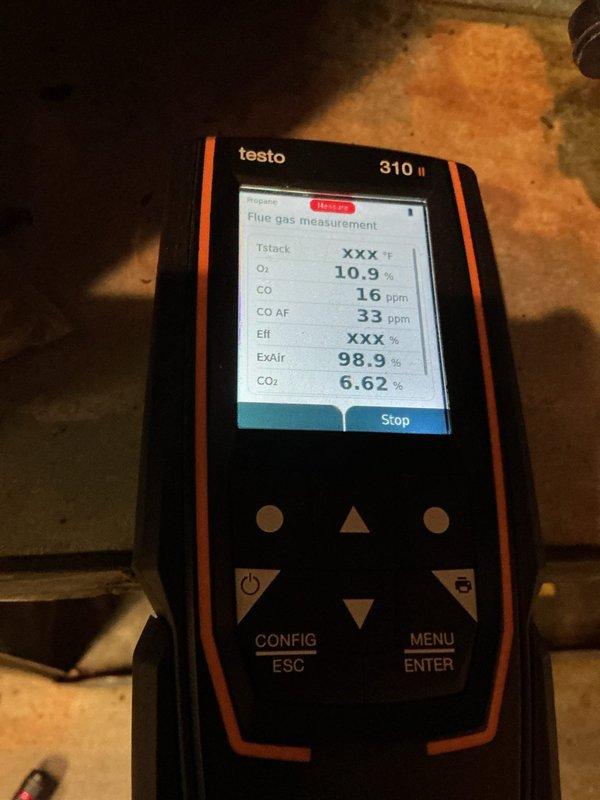 Performed annual maintenance on 17-year-old Goodman furnace under Hurlburt maintenance agreement. Conducted flue gas analysis with Testo 310 II showing acceptable combustion readings (O2: 10.9%, CO: 16ppm, CO2: 6.62%). Cleaned flame sensor and inspected previously replaced components (draft motor, collector box, igniter). Discussed system age with customer, noting it has exceeded average lifespan of 15 years, and recommended consultation with comfort advisor.