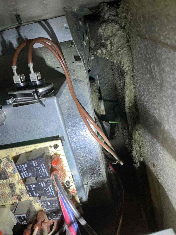 Responded to no-heat service call for a Kenmore furnace less than 10 years old. Diagnostic inspection revealed system was operational upon arrival but had failed previously. Internal examination showed significant dust accumulation on circuit board components and blower assembly. Cleaned critical electrical connections, performed system test cycle, and recommended replacement of aging motor components to prevent future failure.