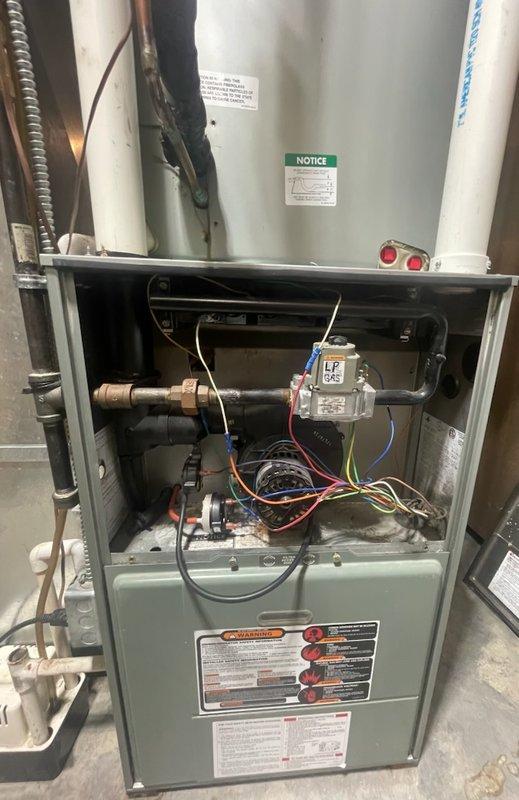Responded to service call for intermittent furnace operation. Diagnosed issues with flame sensor and limit switches. Inspected 20-year-old unit that was cycling off prematurely. Cleaned flame sensor to remove white residue buildup and tested limit switch system. Verified proper operation after maintenance and confirmed system is currently functioning correctly.