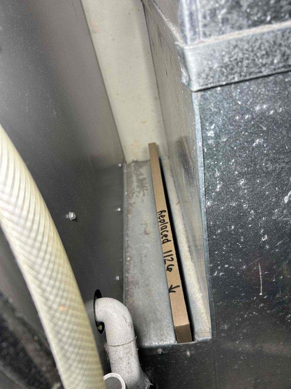 Performed furnace tune-up on 5-year-old FRP unit that was running continuously without maintaining temperature. Diagnosed error codes E250 and E311 indicating restricted airflow. Determined high MERV 10 filter was causing restriction; replaced with lower MERV filter which reduced supply temperature from 160° to 115°. Replaced high limit switch, verified proper gas pressure and CO readings. System now operating normally with improved airflow.