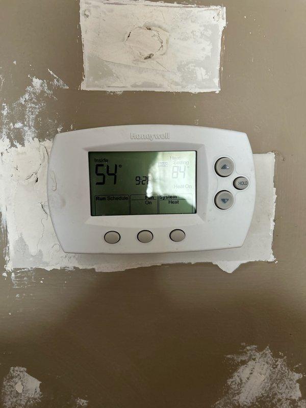 Responded to no heat call for older HVAC system. Diagnostic revealed high limit switch tripping due to severely clogged air filter. Replaced filter, restored proper system operation, and advised customer to replace filter monthly to prevent recurrence. System now maintaining proper temperature with thermostat set at 67°F.