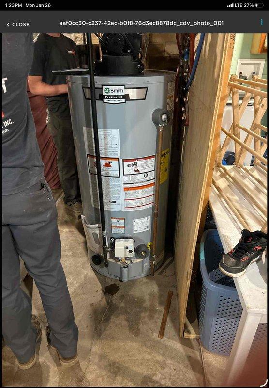 Diagnosed and replaced faulty pressure switch on one-year-old A.O. Smith water heater that was causing no hot water condition. Part was replaced under warranty, restoring proper operation of the unit.