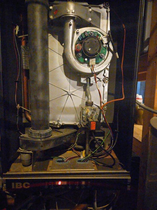 Responded to service call for IBC boiler with intermittent operation. Diagnostic testing revealed failed heat exchanger with dangerous carbon monoxide levels exceeding 300 ppm and melted electrical connections. System tagged out of service due to safety hazard; recommended full replacement of heat exchanger.