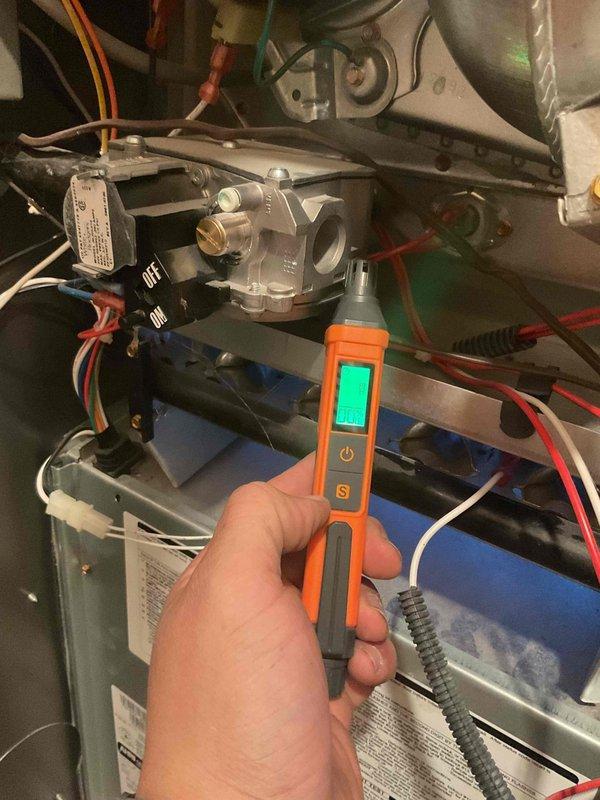 Performed comprehensive furnace tune-up service including system diagnostic testing with voltage meter. Identified and replaced dirty air filter to improve system efficiency and airflow. All components inspected and verified to be in normal working condition with no visible damage or abnormal conditions detected.