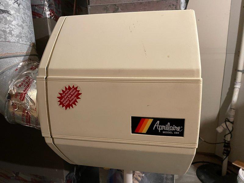 Responded to service call for non-functioning Aprilaire Model 560 humidifier. Diagnosed water flow issue past the solenoid valve. Upon testing, confirmed proper voltage to both humidistat and solenoid. After cycling the humidistat dial several times, the solenoid cleared and resumed normal operation. System is now functioning correctly, though the solenoid may be experiencing intermittent clogging or failure. Provided customer with replacement options for solenoid, humidistat, and complete humidifier unit.