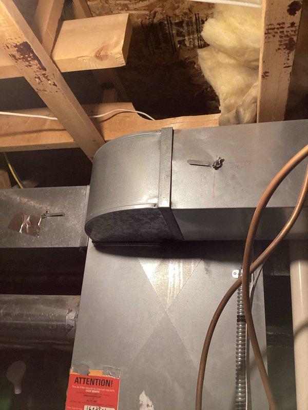 Performed diagnostic service on multi-stage gas furnace system with inadequate heating to bonus room above garage. Inspected ductwork in attic, adjusted airflow distribution by closing several main level registers, and modified gas heat control parameters including stage differentials. Reprogrammed thermostat settings and adjusted blower speeds to improve air delivery to problem area, successfully restoring balanced heating throughout the home.