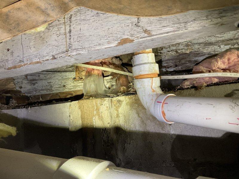 Diagnosed toilet not refilling after flush; discovered frozen and leaking 1/2" CPVC supply line. Replaced damaged section with new 1/2" PEX pipe, installed new shut-off valve and supply line to toilet, and connected to existing CPVC via 1/2" Sharkbite coupling to restore proper function.