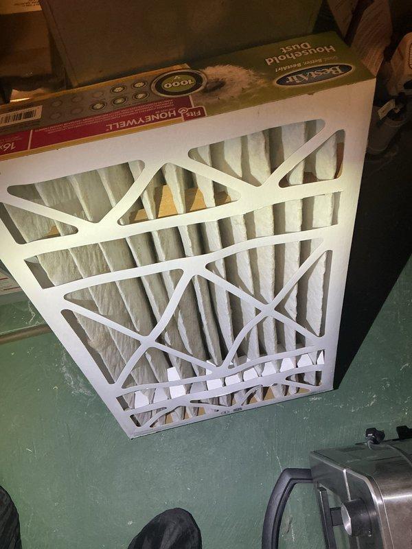 Performed scheduled maintenance on 25-year-old Bryant 80% furnace. Cleaned dirty blower wheel and documented system age. Informed homeowner about system condition; husband performs repairs as needed. Replaced air filter during service.