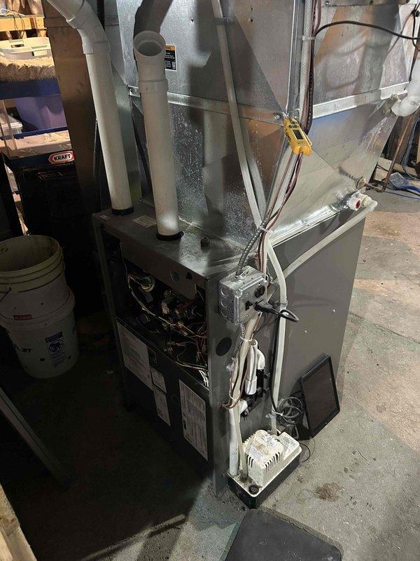 Diagnosed and resolved insufficient heating issue on 4-year-old furnace. Inspection revealed improperly configured control board with incorrect dip switch settings from previous installation. Properly configured dip switches to enable second-stage heating operation with single-stage thermostat, restoring normal furnace operation and heating capacity.