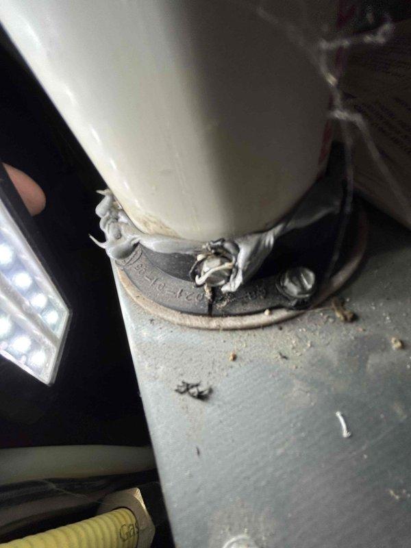 Responded to heating issue where customer was experiencing difficulty with furnace activation when increasing thermostat temperature. Diagnosed faulty thermostat control buttons and replaced with new thermostat and backplate. Additionally discovered cracked flue collar at PVC connection causing water leakage onto furnace deck; documented damage for future replacement recommendation.