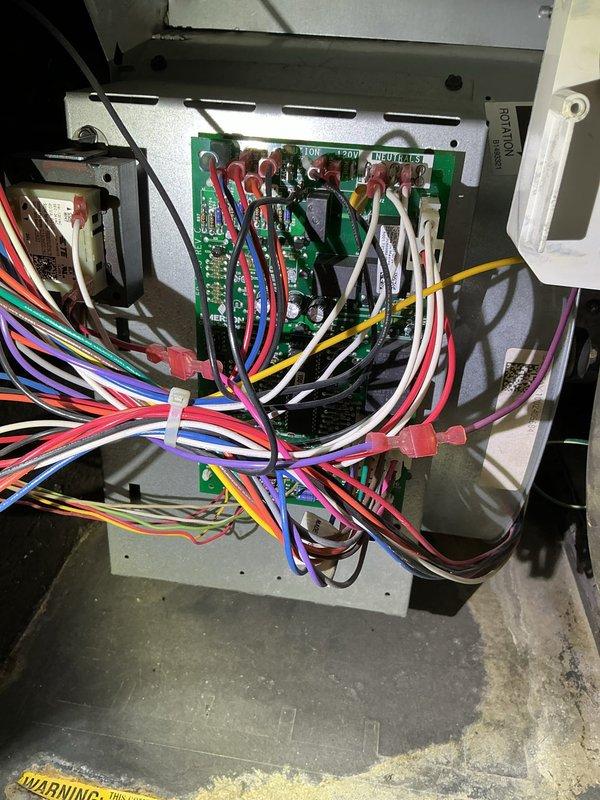 Responded to intermittent heating complaint on furnace with history of previous repairs including gas valve replacement. Diagnosed tripped system caused by plugged condensate drain hose from collector box, which resulted in pressure switch failure. Cleaned condensate drain hose, restoring proper system operation and heat.