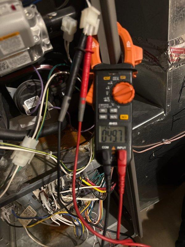 Performed standard furnace tune-up with comprehensive inspection. Conducted electrical testing with multimeter, confirming proper voltage readings within specifications. System was found to be clean and operating correctly with no issues identified.
