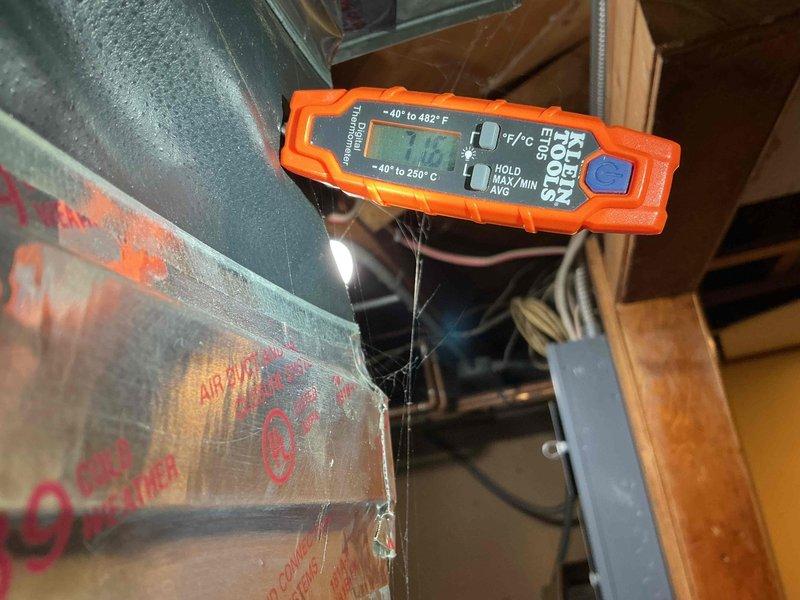 Performed comprehensive maintenance on 10-year-old Amana furnace. Verified all components functioning properly including igniter, flame sensor, gas valve, motors, and heat exchanger. Combustion analysis showed optimal performance with stack temperature at 343.9°F, CO2 at 4.59%, and efficiency at 77.2%. No safety concerns or operational issues identified.