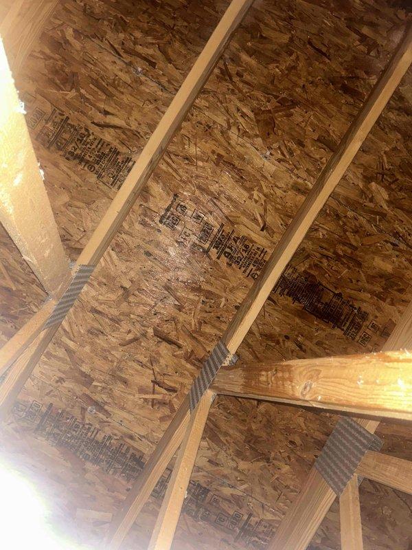 Responded to a reported shower leak causing water damage to the lower level. Upon inspection and opening the ceiling, determined the issue was not plumbing-related as the entire roof area was wet with no plumbing fixtures present in the vicinity. Advised customer to contact their roofing contractor or a restoration specialist to address the water intrusion from the roof.