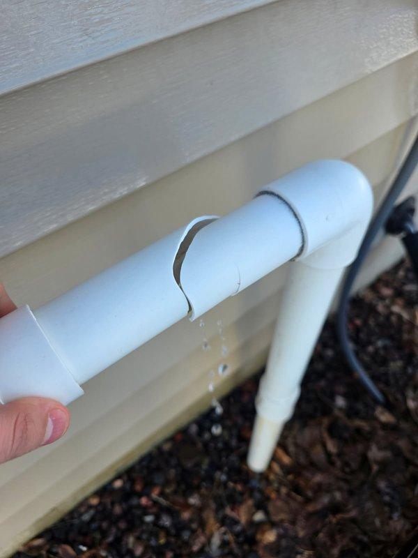 Responded to service call for water leak. Identified cracked 12-4 PVC pipe from main line into home causing interior water damage. Diagnosed separate broken irrigation line outside house. Shut off irrigation ball valve from main inside house per customer's request, as homeowner declined full repair of irrigation system they no longer wish to use.