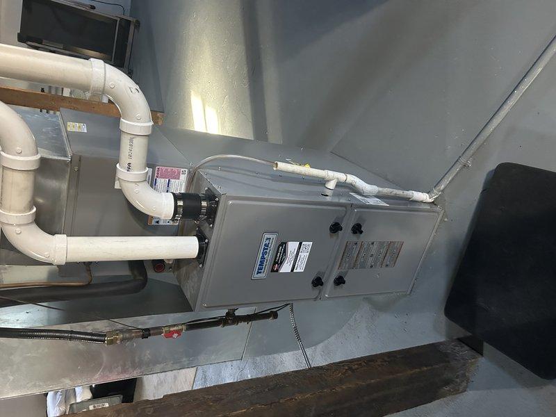 Responded to customer complaint of vibrating noise during furnace operation. Inspection revealed a bathroom vent duct that was completely disconnected. Reattached the ductwork properly, which significantly reduced the reported noise. Customer confirmed improvement in system operation after repair.