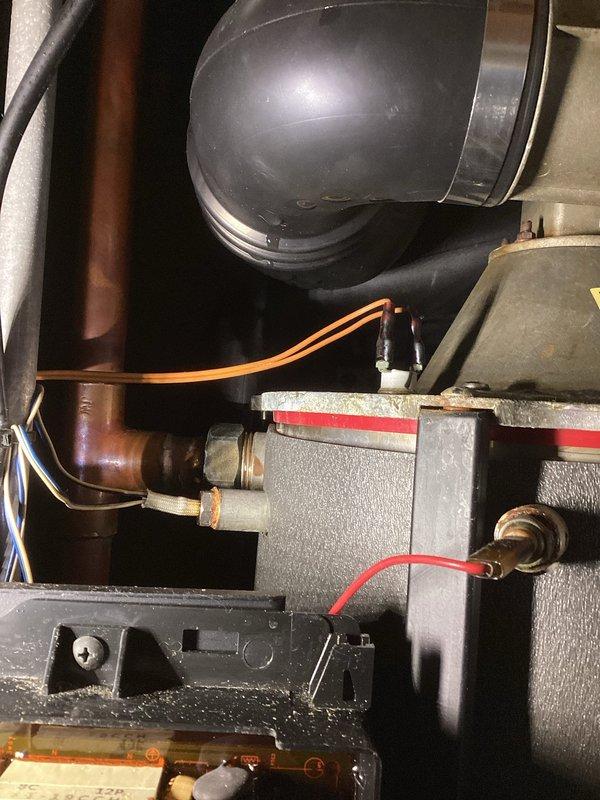 Conducted follow-up inspection of boiler system after previous service recommendations. Identified air infiltration issues causing component damage. Performed necessary repairs including replacement of air separator, primary pump, and air eliminator on the boiler. Applied Fernox treatment to system to prevent future air-related problems and extend equipment life.