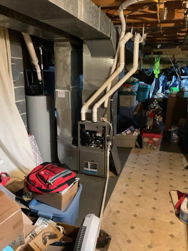 Performed 12-4 furnace tune-up on 3-year-old unit. Found furnace over-temping due to incorrectly set speed tap. Adjusted tap from low to brown position, bringing temperature rise within specification. Discovered severely clogged return vent in hallway. Recommended professional duct cleaning to address airflow restrictions and scheduled estimate appointment for customer.