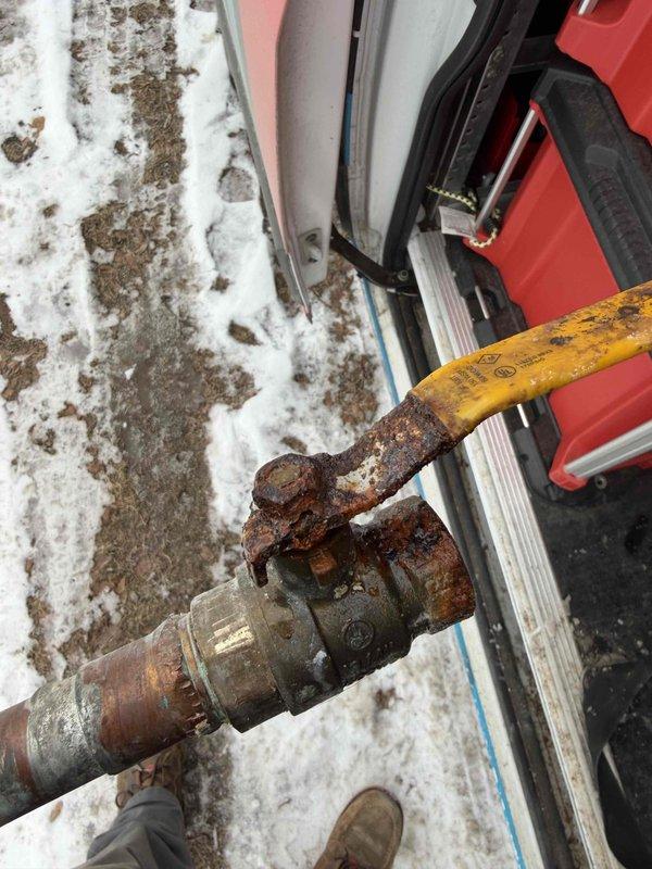 Replaced deteriorated main shut off valve before water meter due to failed ball valve seal caused by extensive corrosion. Coordinated with city to shut off water supply, then successfully installed new ball valve and restored meter functionality. Visual inspection revealed significant rust damage to the original valve assembly, likely accelerated by environmental moisture exposure.