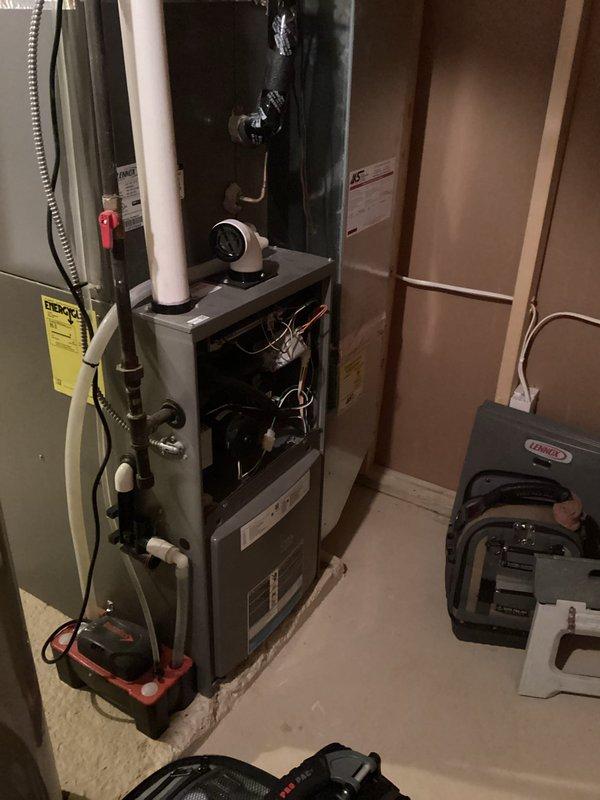 Responded to customer call regarding furnace cycling issues and extended run times. Diagnostic inspection revealed excessive supply temperatures and a heavily soiled air filter. Replaced filter and confirmed supply temperatures returned to normal operating range (125-130°F), resolving the cycling problem.