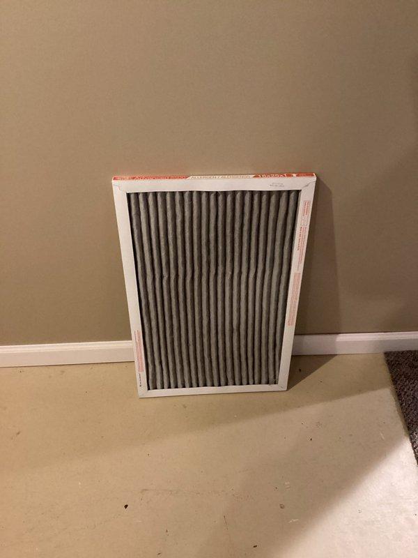 Responded to customer call regarding furnace cycling issues and extended run times. Diagnostic inspection revealed excessive supply temperatures and a heavily soiled air filter. Replaced filter and confirmed supply temperatures returned to normal operating range (125-130°F), resolving the cycling problem.
