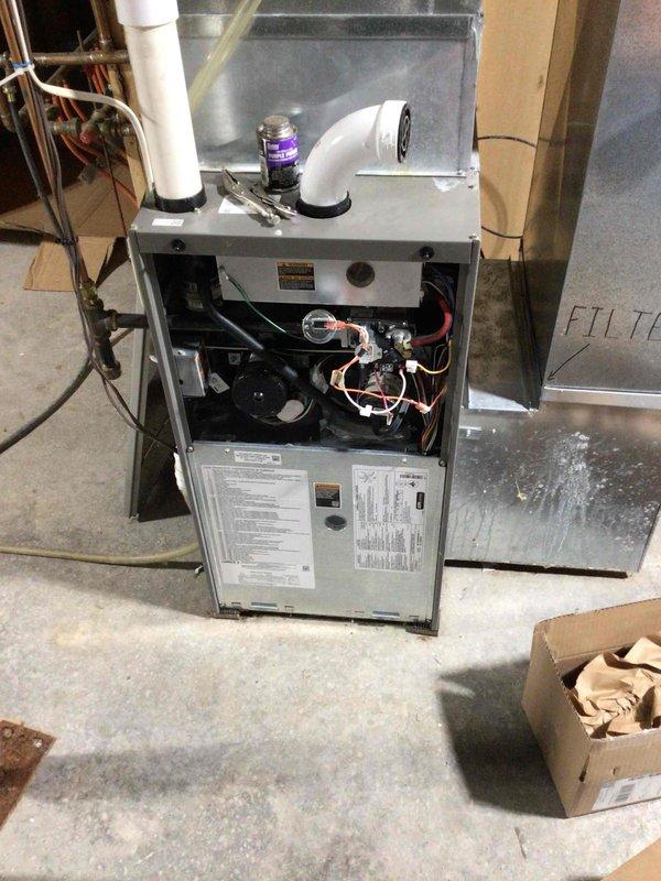 Replaced defective furnace burner assembly and collector box on Lennox unit. Initial shipment contained incorrect collector box, but correct parts were installed successfully. System was tested and confirmed to be operating properly. Delivered previously ordered water filter to customer at time of repair.