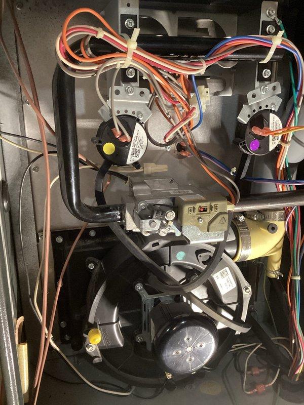 Replaced faulty pressure switch on furnace as per sold repair. Performed routine component inspection and testing to verify proper system operation. All systems functioning correctly after installation with good combustion observed.