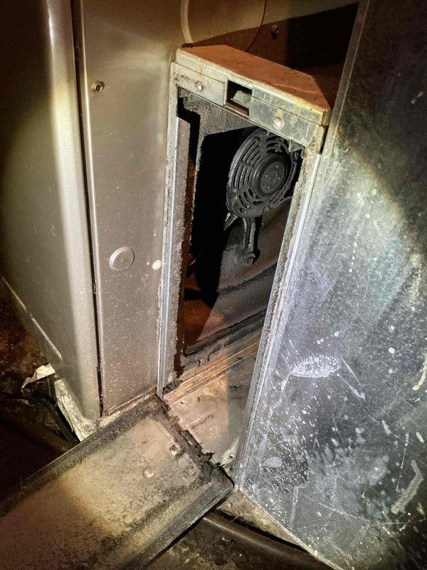 Repaired pinhole leak on copper T-fitting at the junction of main well water supply line and outdoor irrigation system located after pressure tank. Replaced pressure gauge, installed new ball valve, and upgraded pipe diameter from 3/4" to 1" to improve flow capacity and system performance.