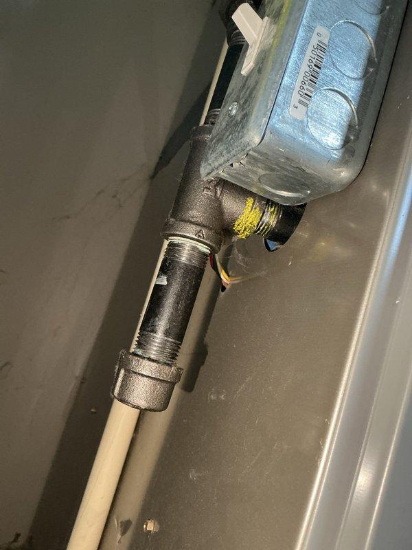 Responded to emergency service call for gas leak odor. Centerpoint had previously identified leak at the furnace tee connection. Removed affected pipe section, reapplied proper thread sealant, and reinstalled. Performed leak testing with negative results confirming successful repair. Furnace restored to full operational status.