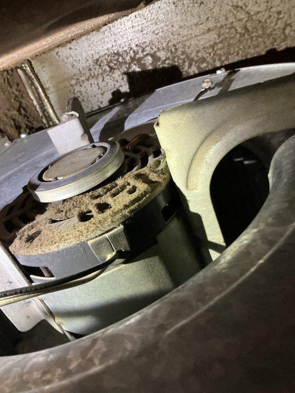Responded to no heat service call for 29-year-old Evcon furnace. Diagnosed failed inducer draft motor and broken igniter. Replaced draft motor which restored proper operation of that component, but system remains non-operational due to damaged igniter that customer declined to have replaced. Visual inspection revealed significant dust accumulation on blower assembly and aging wiring in control compartment. Recommended complete system replacement due to age and condition.