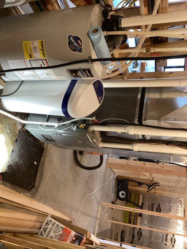 Conducted plumbing inspection of residential water treatment system. Identified improperly installed water softener drain and recommended replacement of the whole home filter (homeowner supplied). Noted the current Morton water softener from Menards has approximately 3-year lifespan remaining; offered to provide future replacement quote when needed.