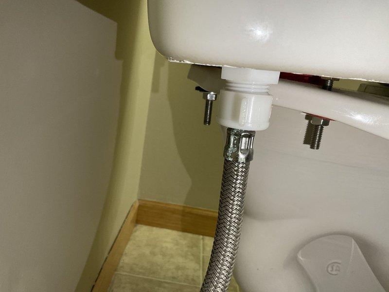 Conducted comprehensive plumbing inspection of bathroom fixtures, focusing on toilet and sink connections. Examined water supply lines, shut-off valves, and mounting hardware for both fixtures, confirming all components are in good working condition with no visible leaks, damage, or deterioration.