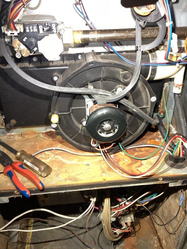 Responded to service call for intermittent furnace operation. Diagnosed system while operational, performed comprehensive inspection including heat exchanger, burners, flame sensor cleaning, and condensate system. Noted evidence of previous condensate leaks affecting furnace deck and possibly control board, though no active leaks present. Advised homeowner regarding age of equipment (20-year-old furnace) and recommended consultation with service advisor about replacement options.