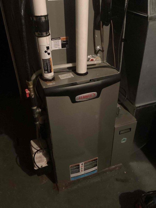 Performed scheduled furnace tune-up on Lennox system. Cleaned routine components, tested equipment operation, and discussed filter compatibility issues with homeowner. Recommended proper replacement filter (Healthy Climate Carbon Clean 16, 16"x25"x5", part #X6672) to replace currently used incompatible filters.