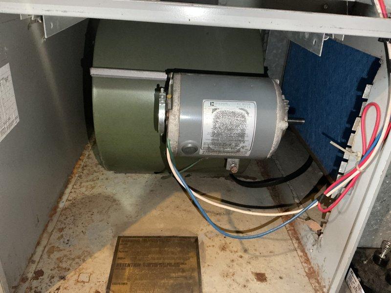 Diagnosed furnace failure caused by detached pulley resulting in stripped motor shaft. Documented damage to 20+ year old unit and completed parts order form for replacement blower motor and pulley. Will return to install new components once parts arrive.