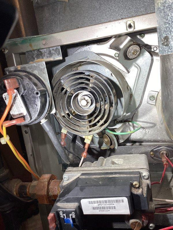 Responded to no heat call for furnace with blinking red light. Diagnosed seized combustion blower motor preventing proper system operation. Attempted to restore functionality but determined replacement necessary. Customer approved repair estimate; return visit scheduled to install new combustion blower.
