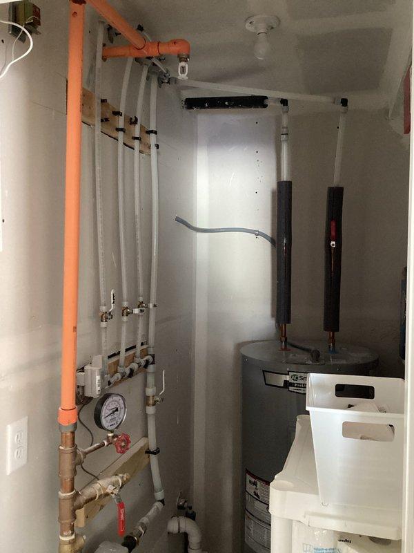 Installed new April Air 600 Humidifier with manual Digital wall control, connecting bypass to supply ductwork and installing drain line to existing drainage system. Unable to complete water line connection due to lack of accessible water source; recommended professional plumbing services for proper water line installation to complete humidifier functionality.