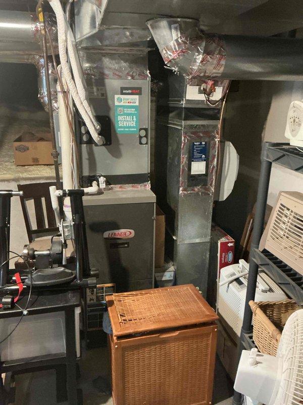 Responded to service call for no water flow to upstairs sink following customer's sink replacement on lower level. Diagnosed issue as blocked aerator in faucet. Successfully restored water flow by disassembling and cleaning the aerator using specialized tool. Inspected water heater and HVAC system while on site to ensure proper operation.